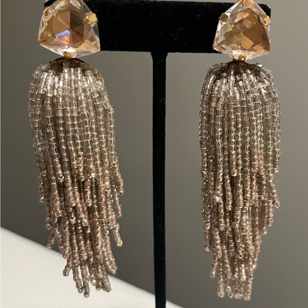 Chic Gold Beaded Tassel Earrings